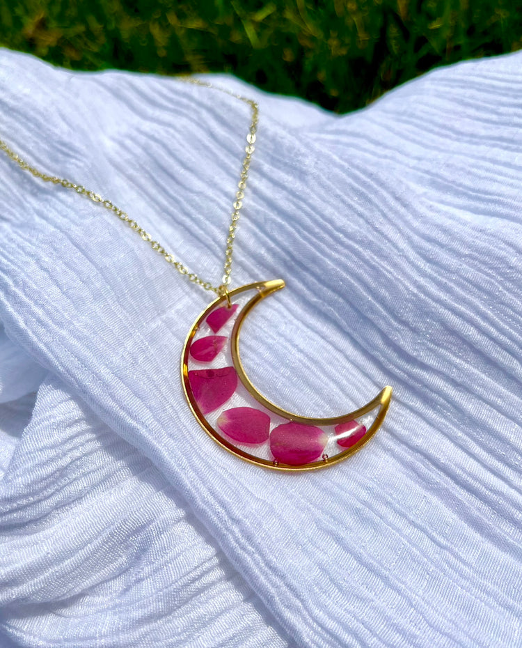 Rose Petal Moon Necklace