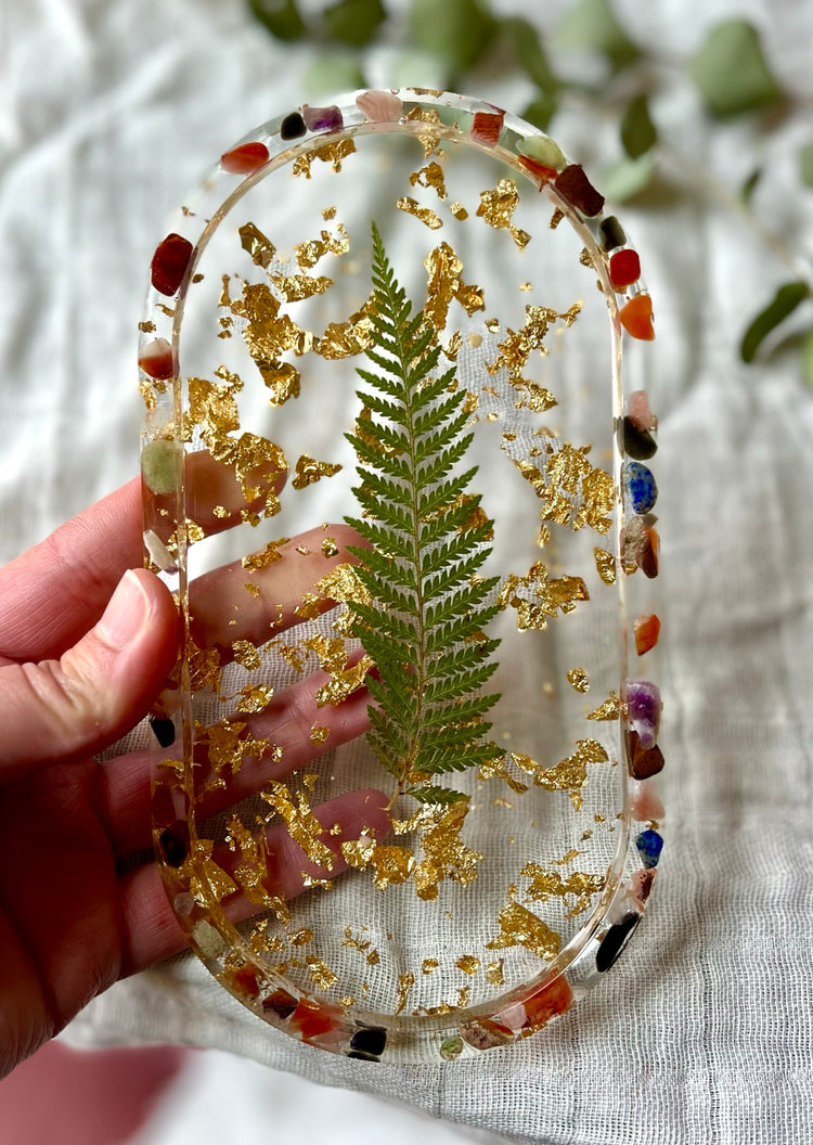 Fern and Stone Resin Tray