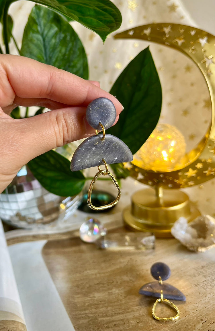 Gray Clay and Gold Dangle