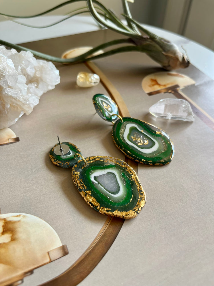 Grande Emerald Agate Earrings